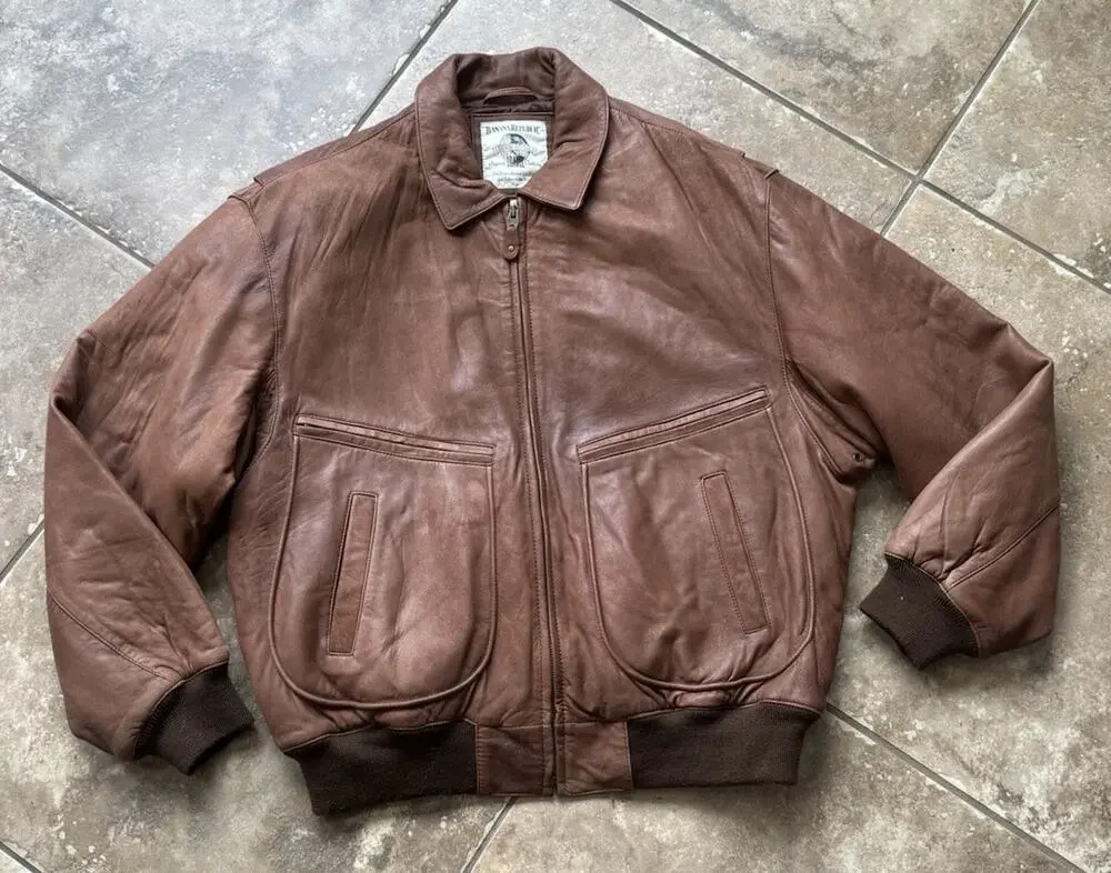 Vintage Banana Republic Safari Travel Leather Bomber Flight Jacket Mens 42 A-2